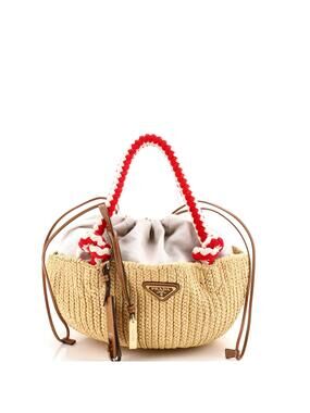 Prada Basket Tote Crochet Raffia Small #295934P21B